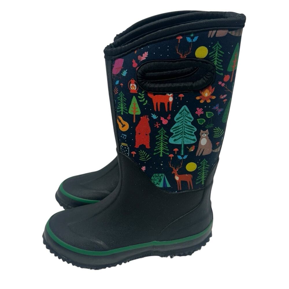 Lone Cone Mud Boots Muck Kids Size 12 Camp Black Green Tree Fox Raccoon Unisex - Picture 3 of 7